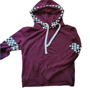 ❤️》Relflex Maroon Race Track Car Checker Drawstring Hoodie Size XL (kids 14/16)